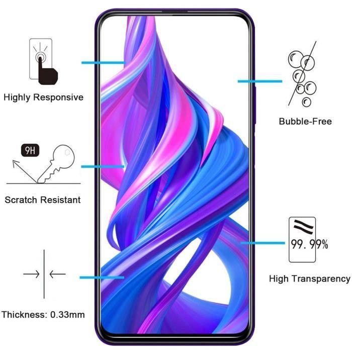 Film de protection d'écran - Phonillico® - Huawei HONOR 9X - Pack de 3 - Verre trempé - Résistant aux rayures