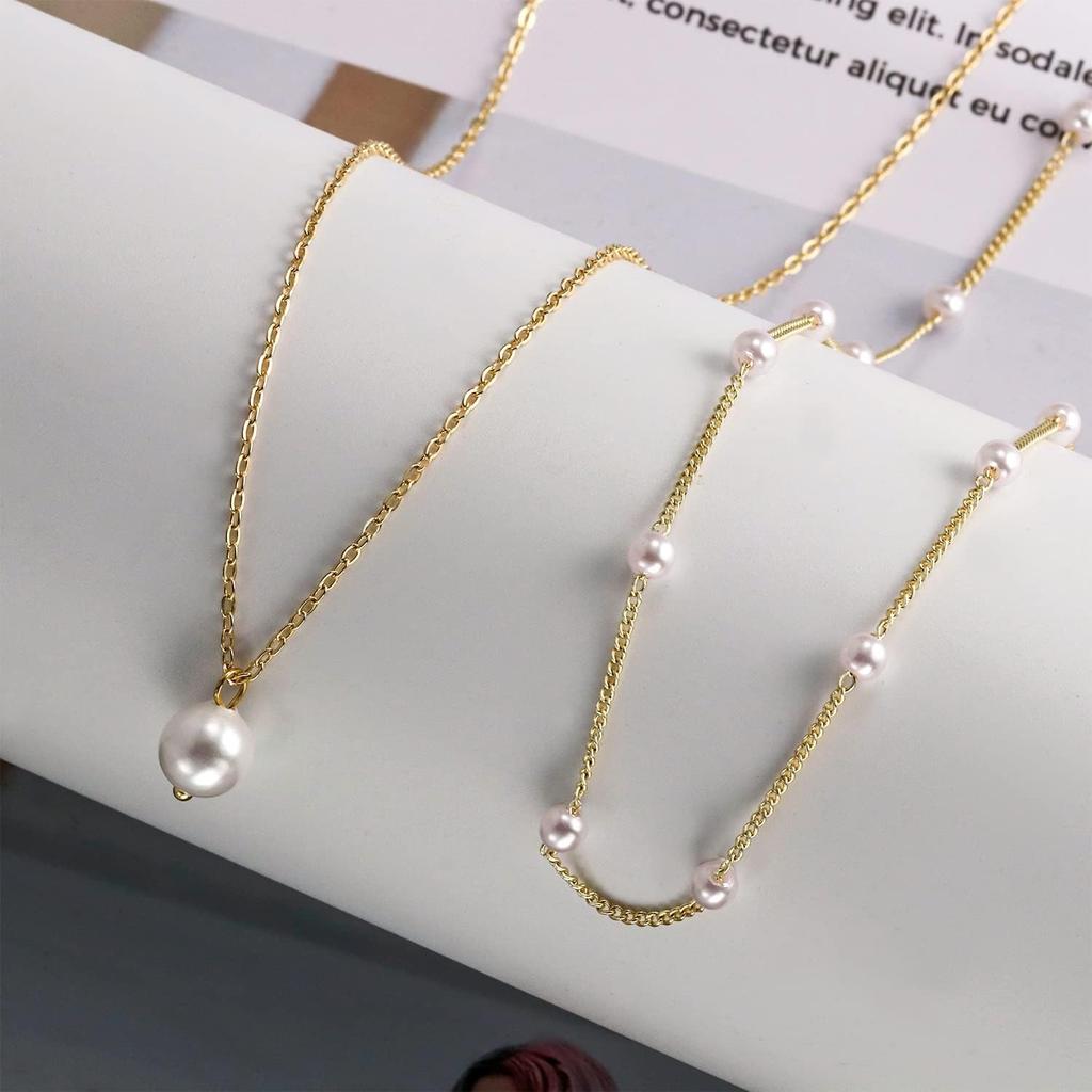 Gold Pearl Necklace for Women K Gold Plated Layered Pearl Necklaces for Women Trendy Pearl Necklace for Women Gold Jewelry Gifts
