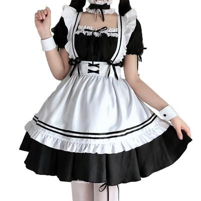 GEMVIE Women's Maid Outfit, Valentine's Day, Cosplay Costume, Halloween, Uniform, Apron, Event, Lolita Costume, Idol Costume, Party (Black, Size XL)