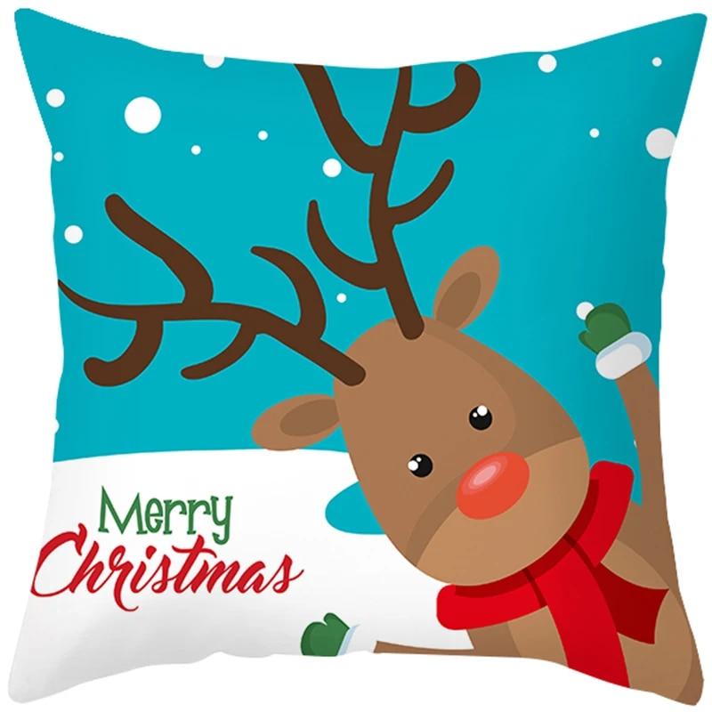 Cartoon Elk Forest Animal Christmas Tree Christmas Tree Decoration Pillow Set Bedroom Sofa Restaurant Office Pillow Sleeve