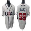 Embroidered USA National Team Baseball Jersey Men - White With Player Numbers 4 7 12 22 27 29 30 99