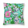 Chinoiserie Flowers Pagoda Porcelain Square Pillowcase Polyester Linen Velvet Pattern Zip Decorative Throw Pillow Case Bed Cover