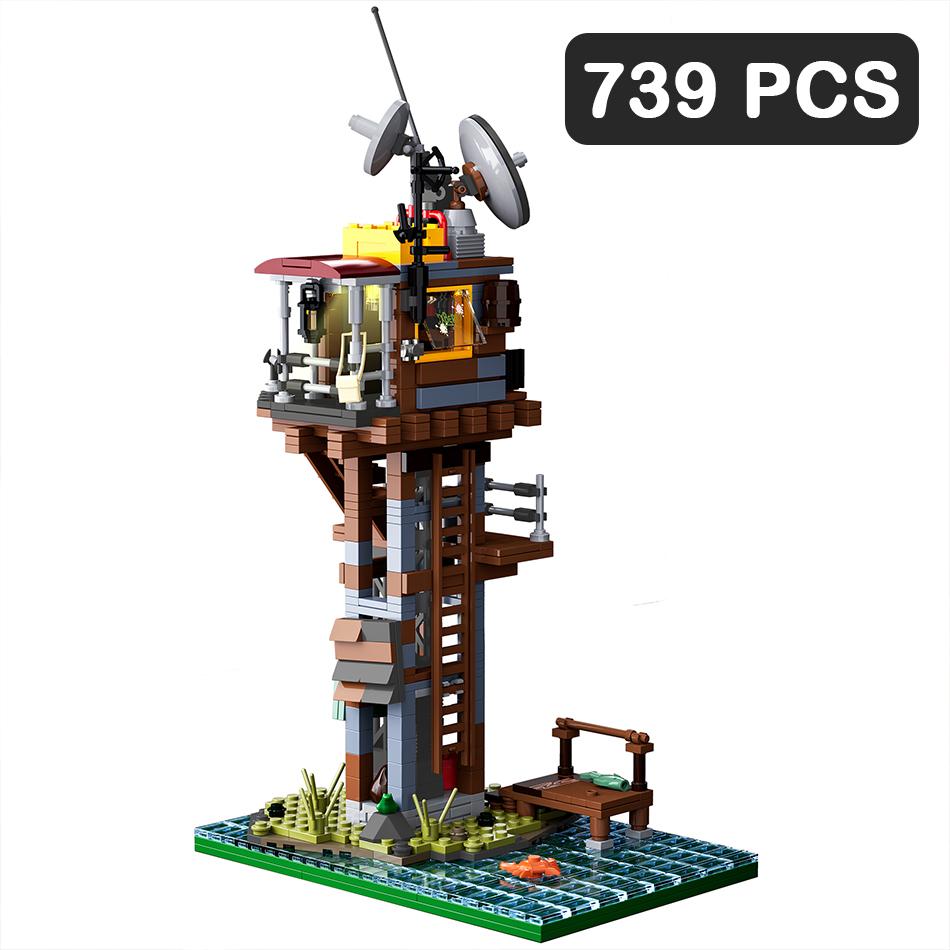 739 PCS City Apocalyptic Outpost Building Blocks Creative Doomsday Survival Outpost Architecture Assembly Bricks Toys Kids Gifts