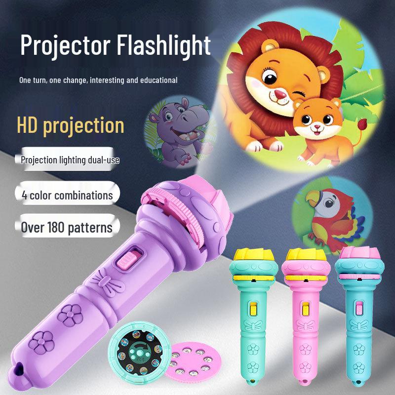 Children's Multi-Pattern Projection Flashlight: Educational Dinosaur & Ocean Bedtime Toy