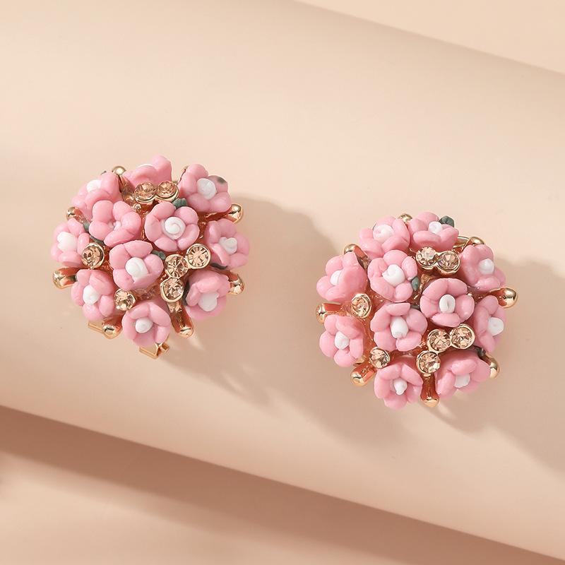 Korean Style Ceramic Rose Stud Earrings and Ear Cuffs