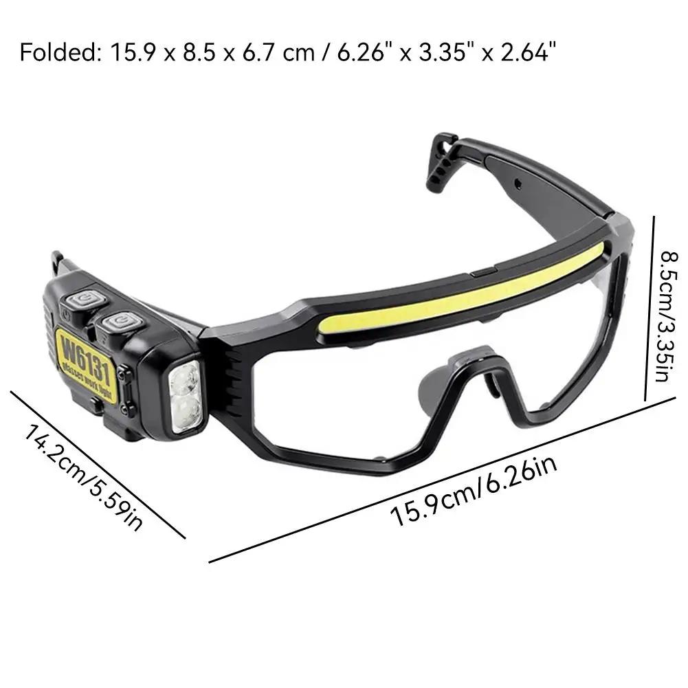 KEBIDU LED Safety Goggles Smart Motion Sensor Work Light Dual Light Source Type-C Rechargeable Protective Glasses Headlamp
