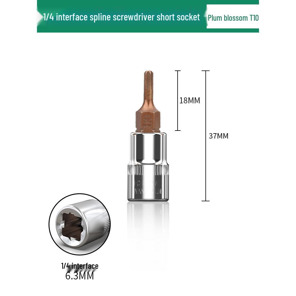1/4" Small Fly Socket Bit Wrench with T8 Star, Inner Hex, Slotted, Rice Flower, Cross Screwdriver Heads