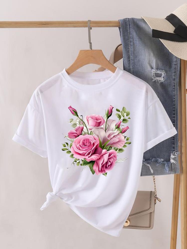 Aquarell Schmetterling Niedlich 90er Kleidung Damen Kurzarm T-Shirt Frauen Print Weiblich Grafik T-Shirts Mode Kleidung Lässiges T-Shirt