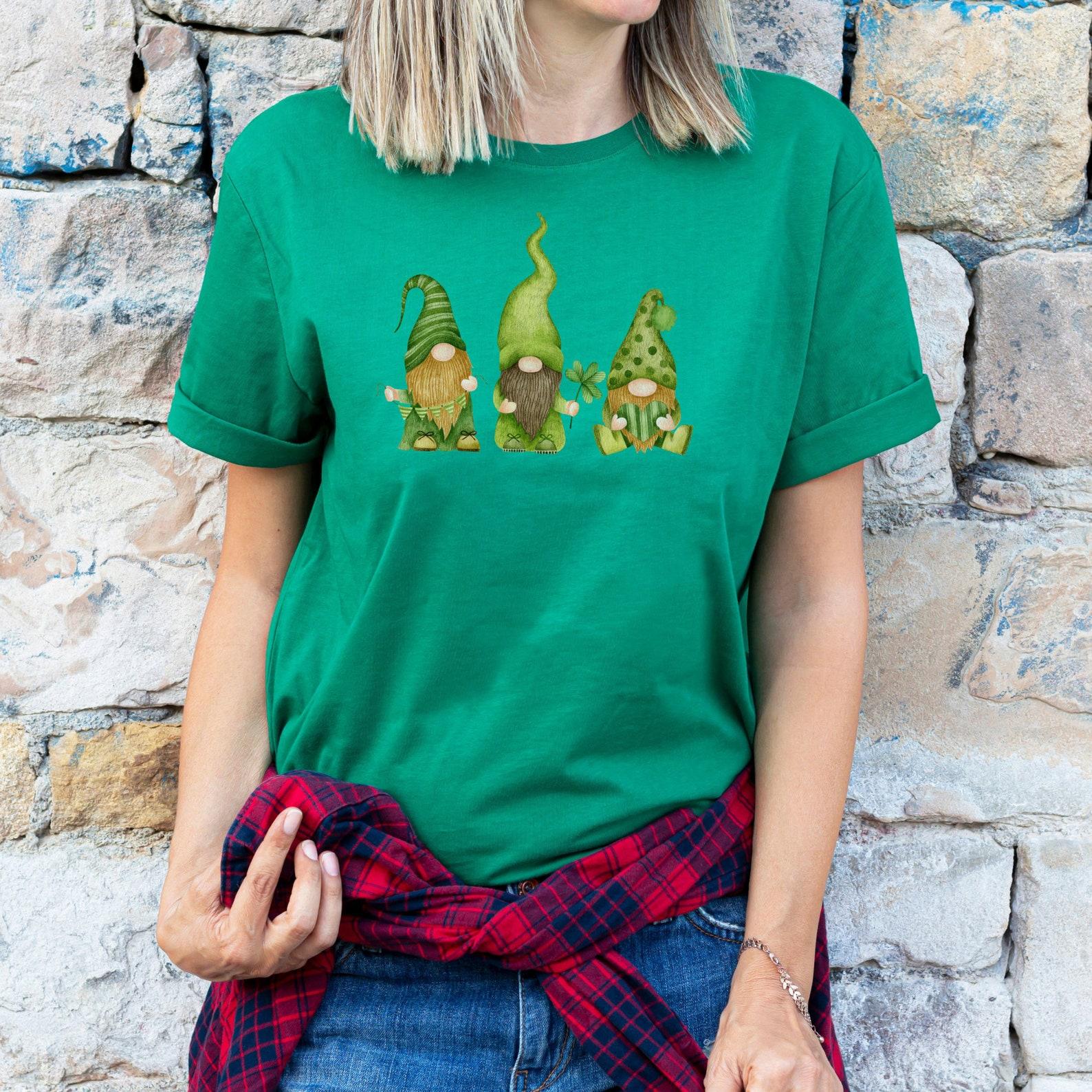 St. Patricks Day Shirt | Gnome Watercolor Shamrock T shirt | Saint Patrick s Day TShirt for Women Men | Gnomies Clover Hand Painted 2XL