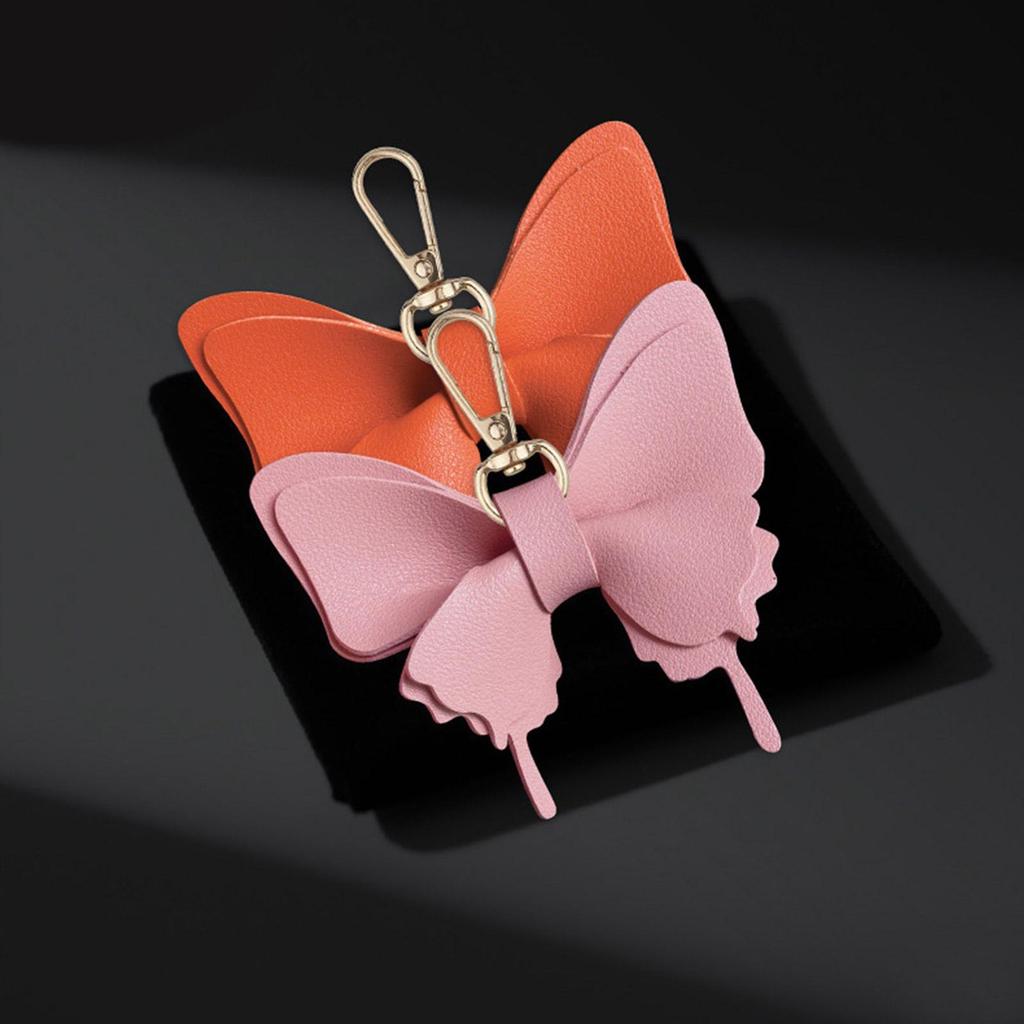 Elegant PU Leather Butterfly Bag Charm Keychain Accessory for Women Stylish Purse Decors Bags Pendant