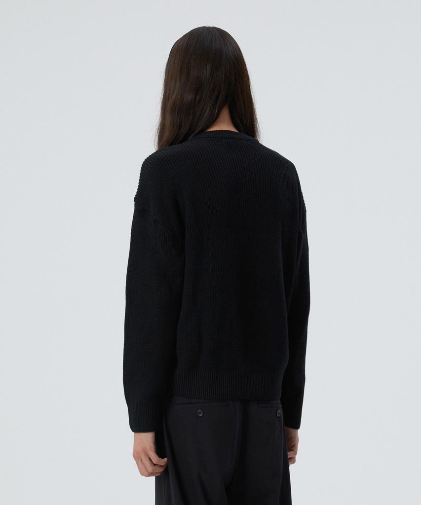 KNITTED Soft Cotton Drop Shoulder Waffle Knit Black