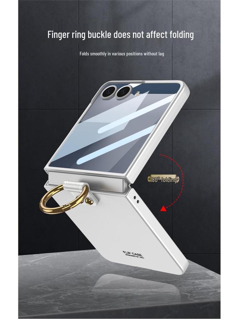 Samsung Z Flip7 Frosted Ring Hard Shell Case: High-End, Integrated Screen Protection