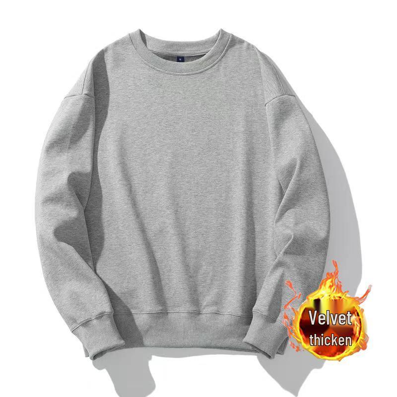 Moletom Masculino Tendência Cor Sólida Gola Redonda - Casual, Versátil, Caimento Solto, Ombro Levemente Caído, Pulôver para Primavera e Outono