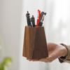 Drewniany Orzechowy Pojemnik na Długopisy Pojedyncza Tubka w Stylu Ceremonii Herbacianej Organizer Ręcznie Robiony Przechowywanie na Biurko na Pędzle Narzędzia Elegancki Wystrój Biura