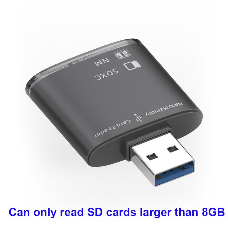 8GB-128GB SD SDXC USB 3.0 Card Reader for Huawei NM Nano Memory Card Write Adapter Laptop PC Quality Memory Extend USB Converter