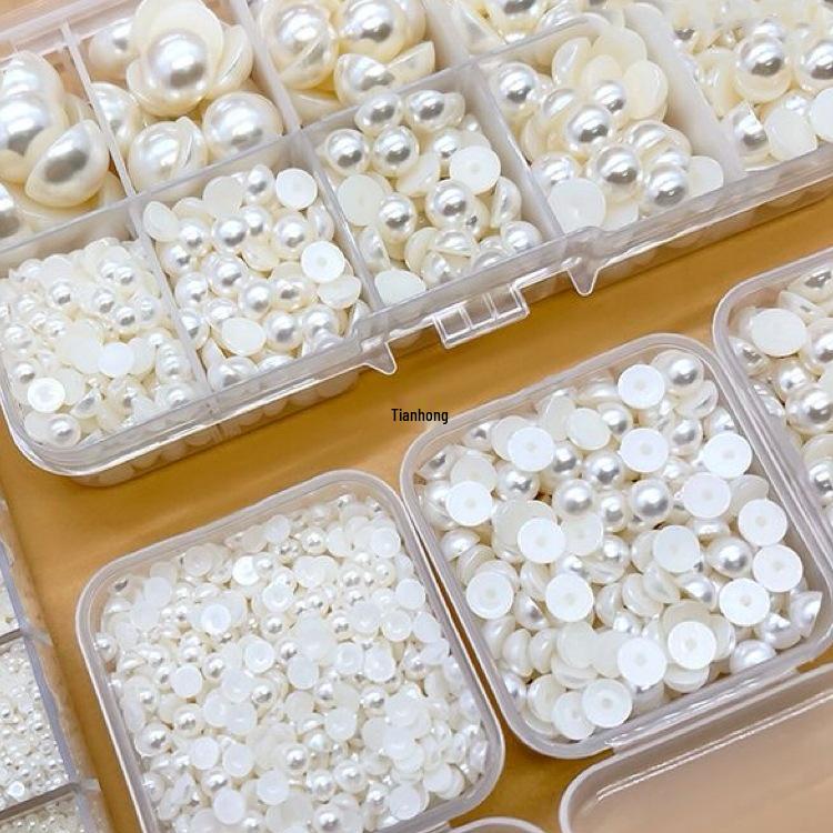 Mixed Size Flatback Pearl Beads for Nail Art & Decor