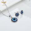 Fashion Turkish Blue Resin Eye Zircon Set Stainless Steel Chain Pendant Necklace Stud Earrings Women Accessories Lucky Amulets