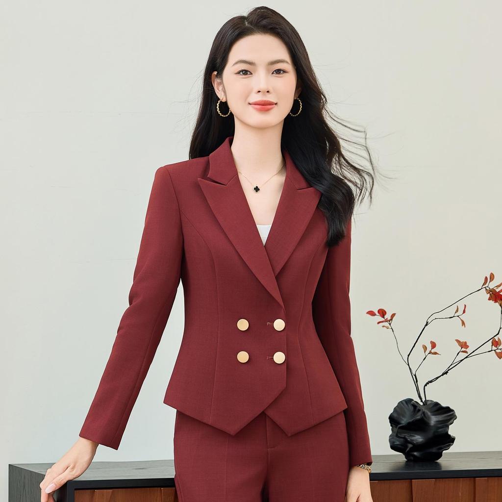 Γυναικείο Δίκουμπο Σετ Κοστουμιού: Μπλέιζερ & Παντελόνι Φθινόπωρο/Χειμώνας