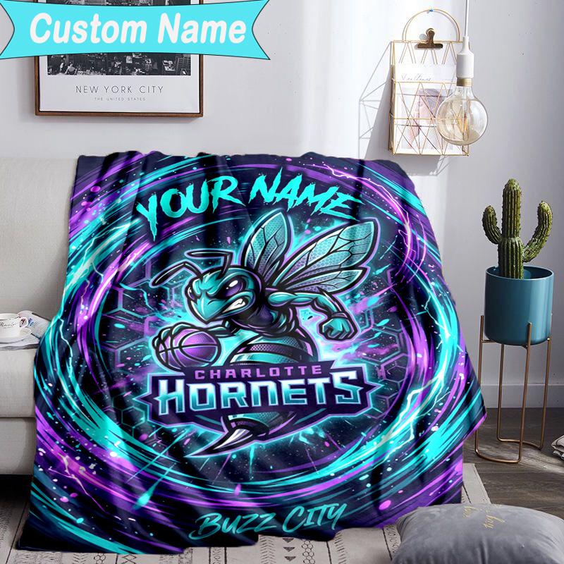 Custom Name Blanket Charlotte Logo Art Blanket Bedding Blanket for Travel, Camping, Living Rooms, Offices, Sofas, Fan Christmas gift
