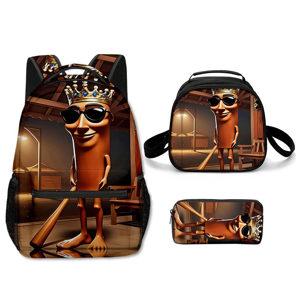 Popolare Novità Cartone Animato Cool tungtungtung Stampa 3D Set da 3 Pezzi Zaini Scolastici per Studenti Zaino per Laptop Borsa a Tracolla Borsa Pranzo Astuccio