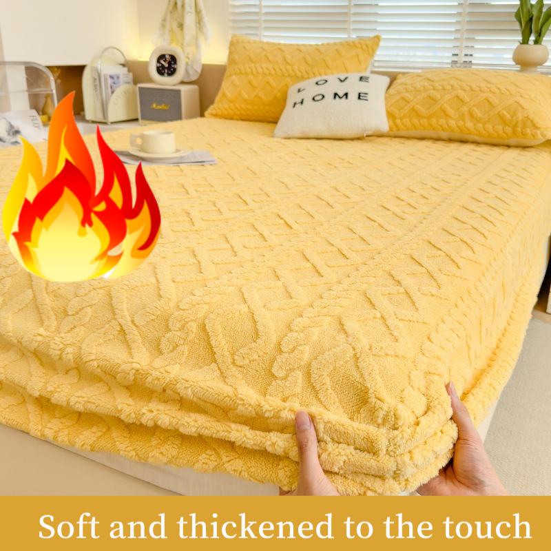 2025 Autumn and Winter Thickened Milk Velvet Bed Sheet,Single Piece Soft Coral Velvet Bed Cover,Taffeta Mattress Protector