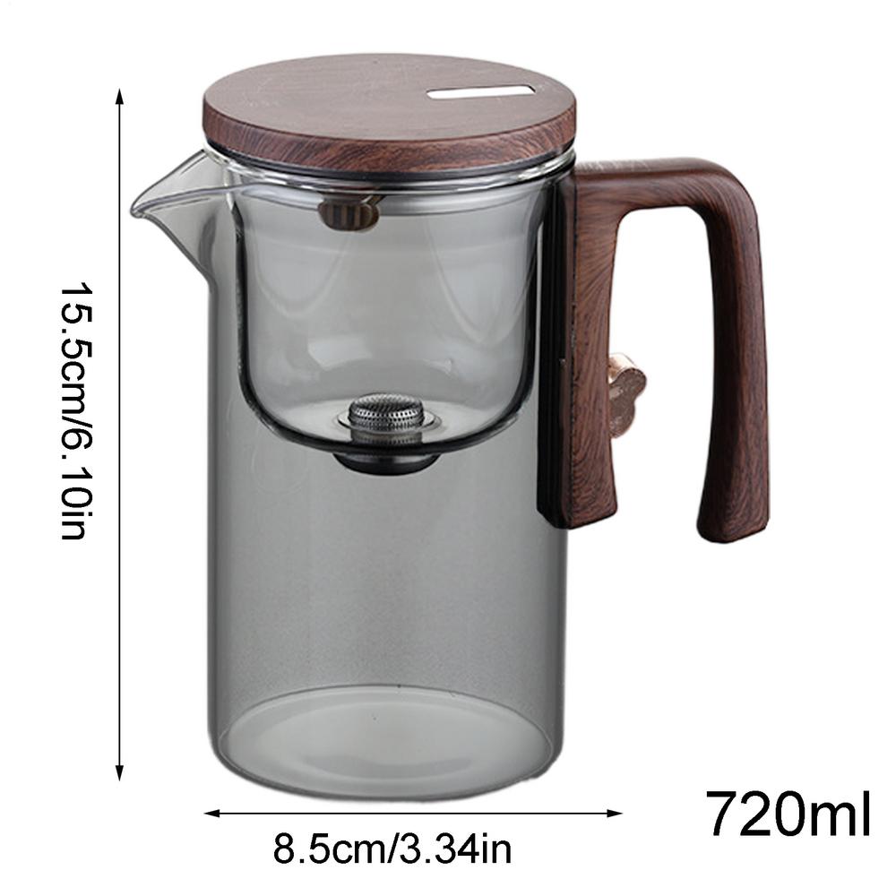 520/720ml Glass Teapot With Infuser Magnetic Suction Tea Infuser Pot Wooden Handle Tea Separation Filtering Glass Kettle