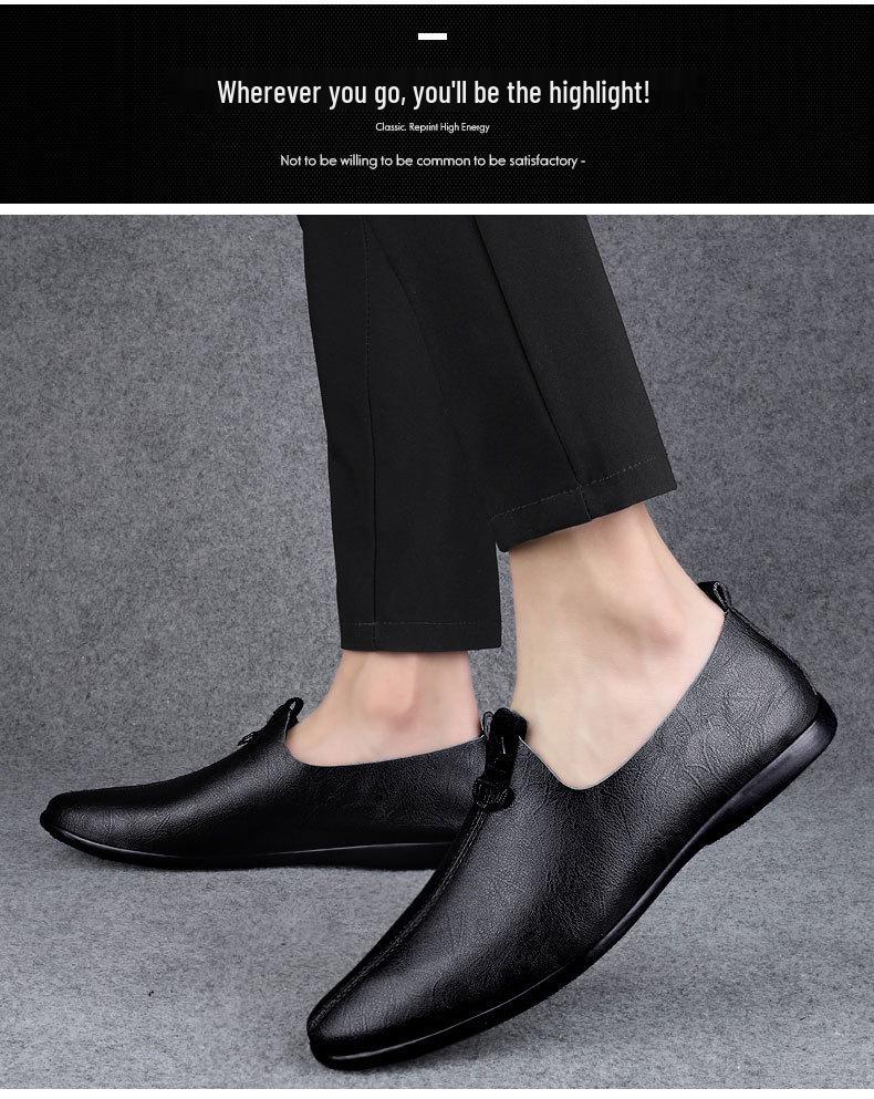 Men's Genuine Leather Lightweight Casual Driving Loafers - Comfortable Slip-on Business Shoes