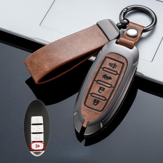 Zinc Alloy Leather Car Key Case Cover For Nissan Murano Tiida Maxima Pathfinder