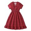 European And American Girls' Summer New Stylish Petal Sleeve Heart-Shaped Dress For Older Children