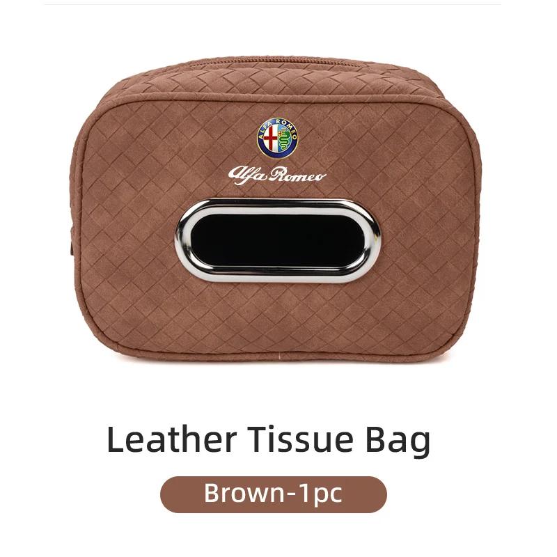 Car Stickers For Alfa Romeo Car Tissue Box Leather Seat Back Hanging Napkins Paper Towel Bag For Alfa Romeo 159 Giulietta Giulia