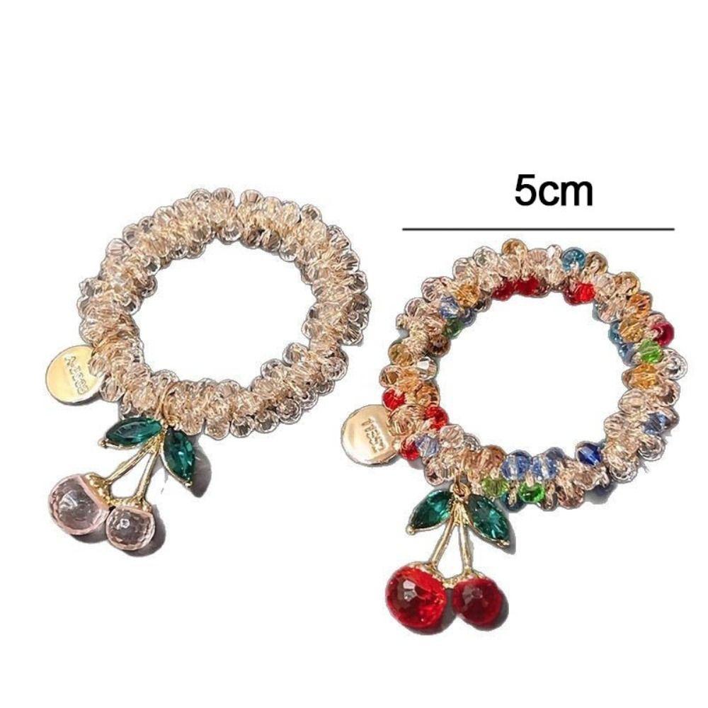 Cherry Cherry Bracelet Rhinestone Ponytail Holder Chic Hair Ties Decorative  Women and Girls