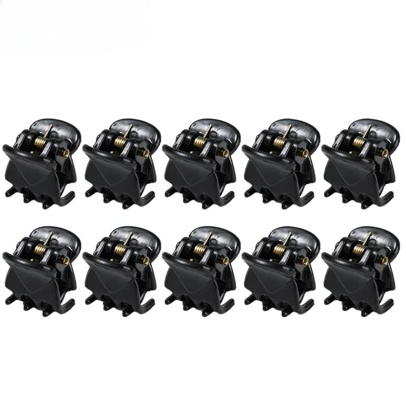 

10pcs/pack Hair Claw Clips for Women Girls Accessories 1.2cm Black Brown Transparent Plastic Mini Claws Hairclip Clamp Gifts чёрный