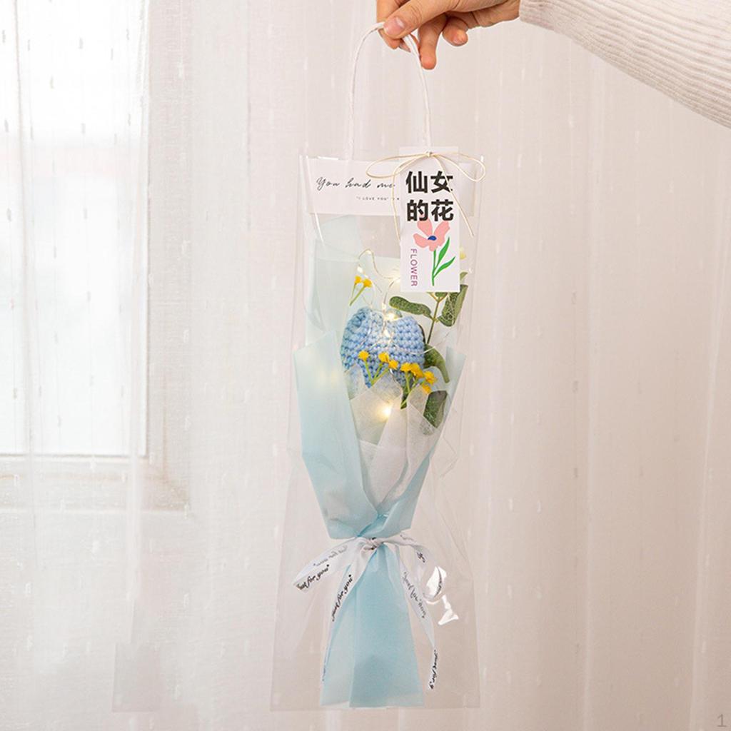 Fertiger Häkel-Tulpenstrauß mit Licht Künstliche Dekoration für Tischmittelstück