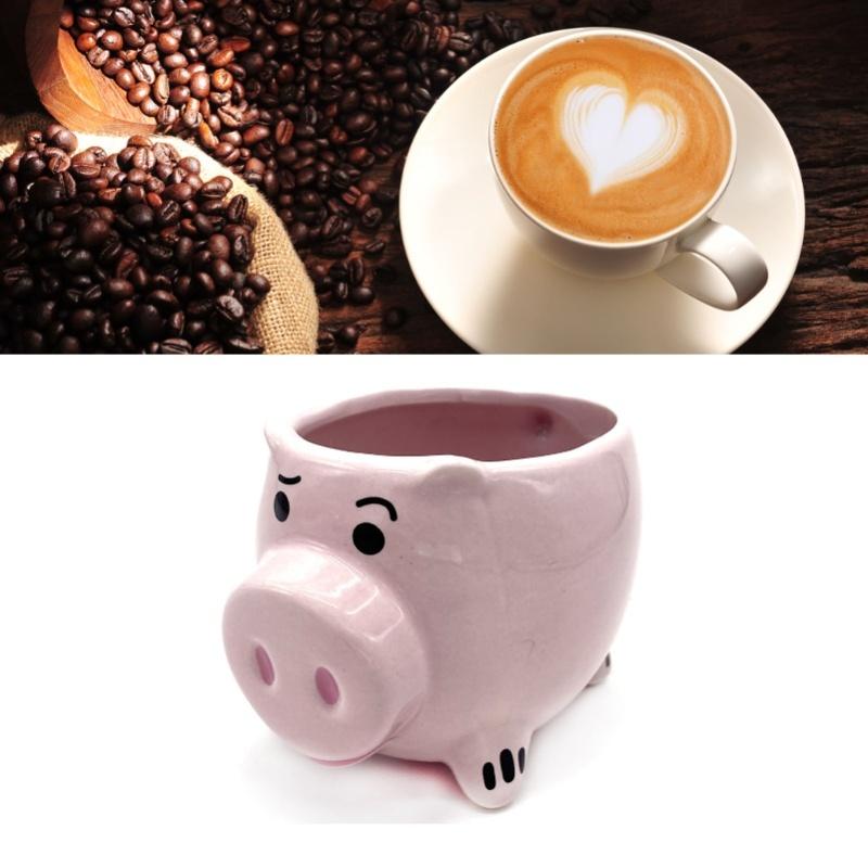 Cute Pig Ceramic Cup Pink Comfortable Grasp Smooth Mouth Lovely Shape For Coffee Tea Milk Beverage Water