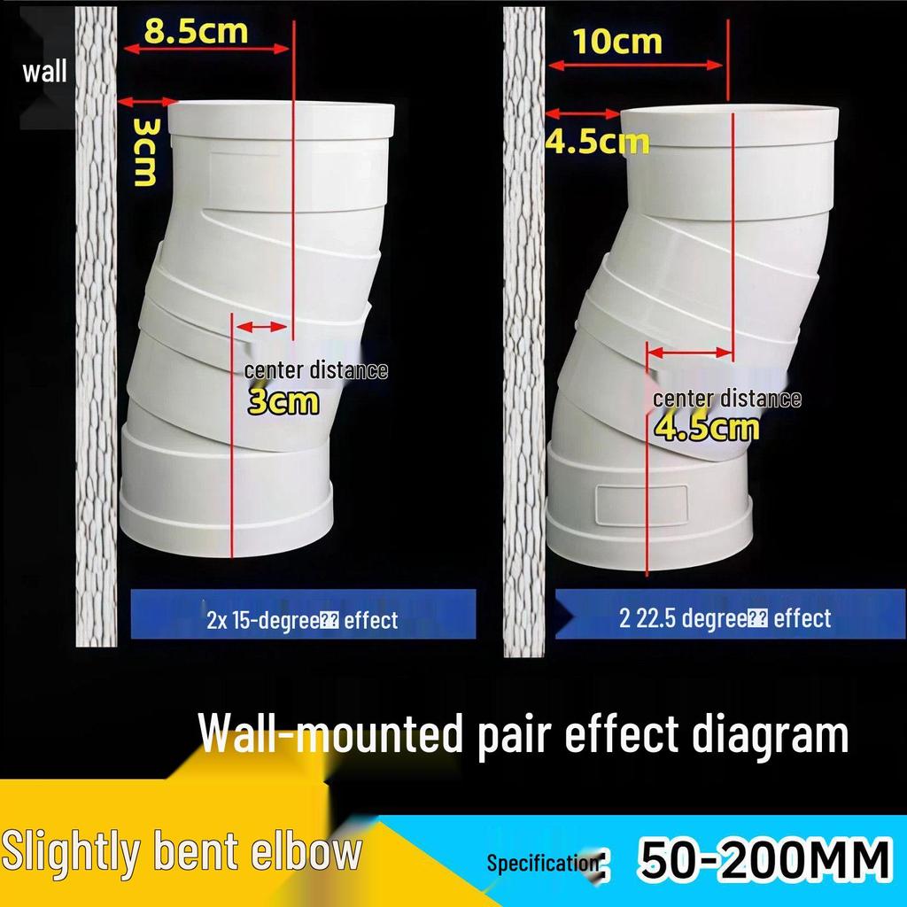 PVC Slightly Bent Elbow Offset Small Angle Drainage Joint Fittings (50-160 Specifications)
