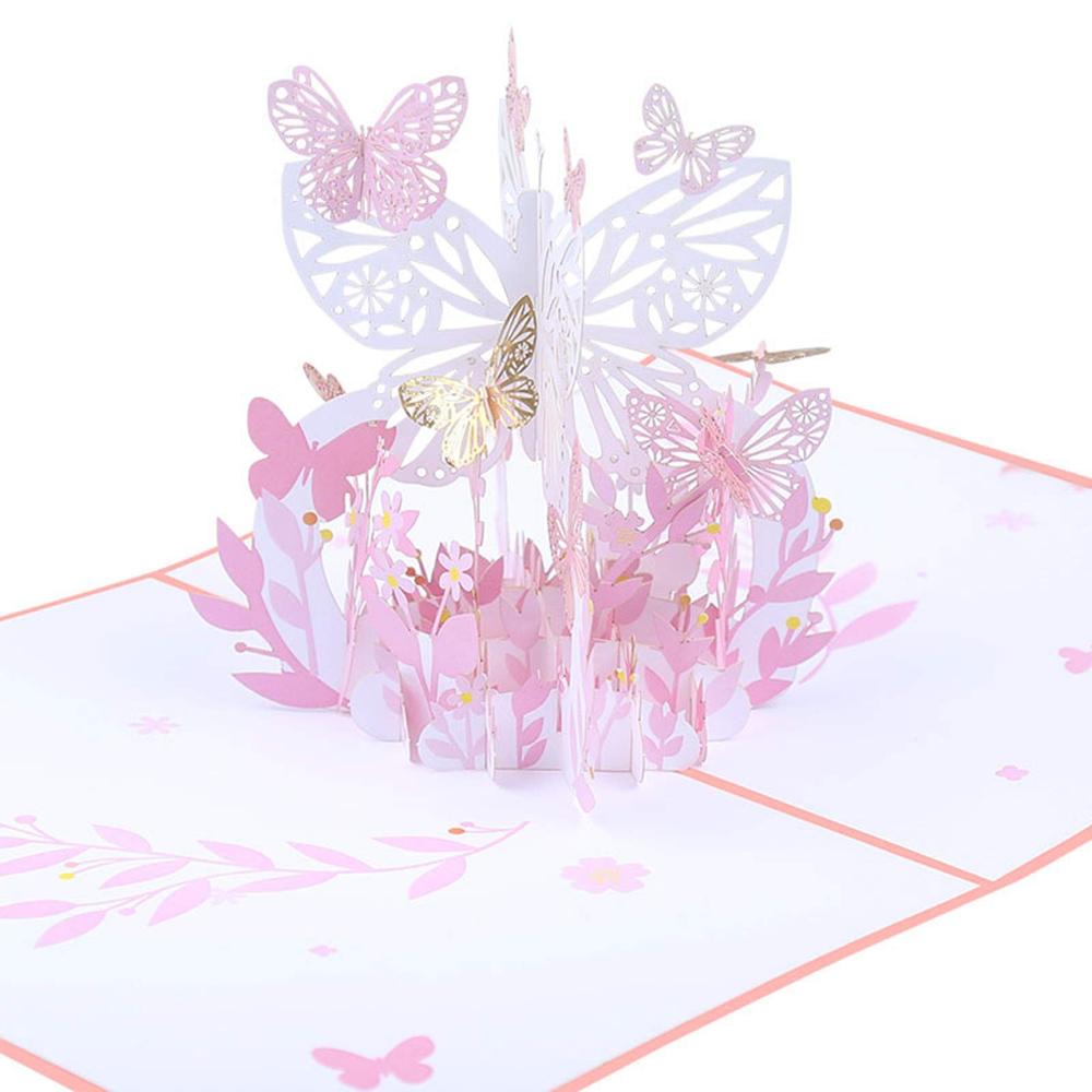 

wedding cards Flower for Birthday Greeting Cards 3D Pop Up Card Butterfly фіолетовий