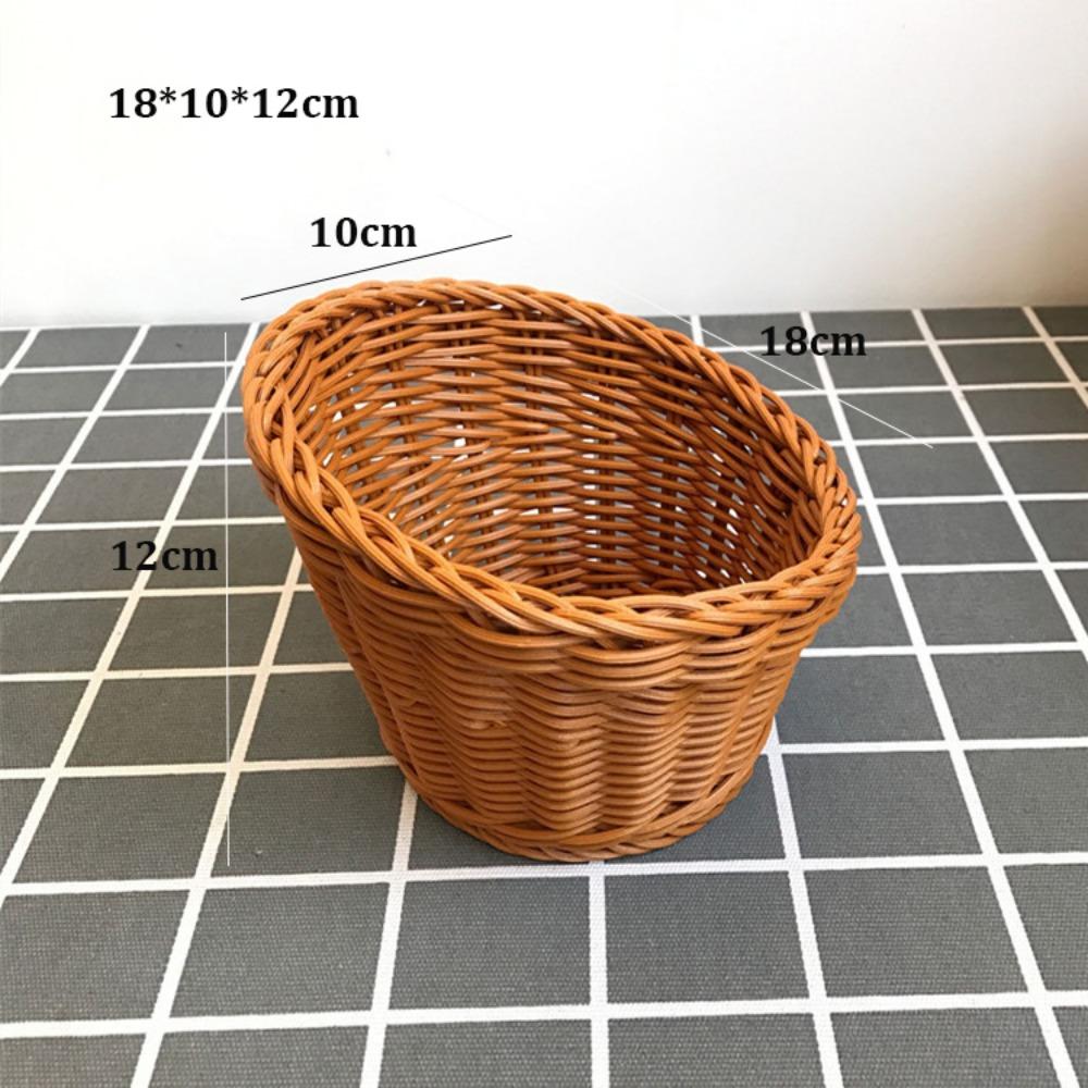 Mehrere Stile Imitation Rattan Obstteller Retro Gewebt Mehrzweck Aufbewahrung Rattan Gewebt Tee Tablett Kreatives Haus Süßigkeitenverpackung
