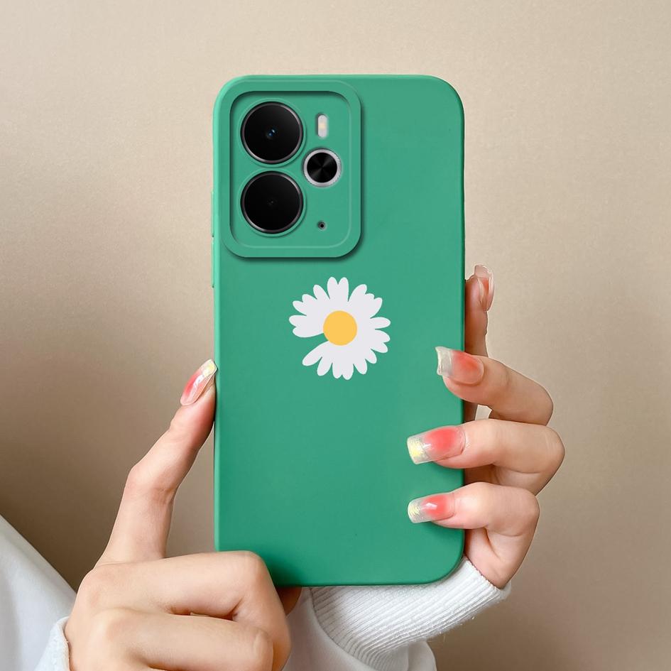 Für Oppo A5 Pro Realme P3 Narzo 60 30 10 C75x 14X 14 14T Schöne Sonnenblumen Gänseblümchen Handyhüllen Quadratisches Flüssigsilikon Stoßfestes Gehäuse Für Oppo Capa