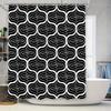 White And Black Bath Shower Curtain With Wavy Pattern Decorative Waterproof Moldproof Modern Home Decoration
