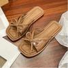Retro Slippers For Women In Summer, Anti Slip Bow Sandals For Outdoor Wear, Single Shoe