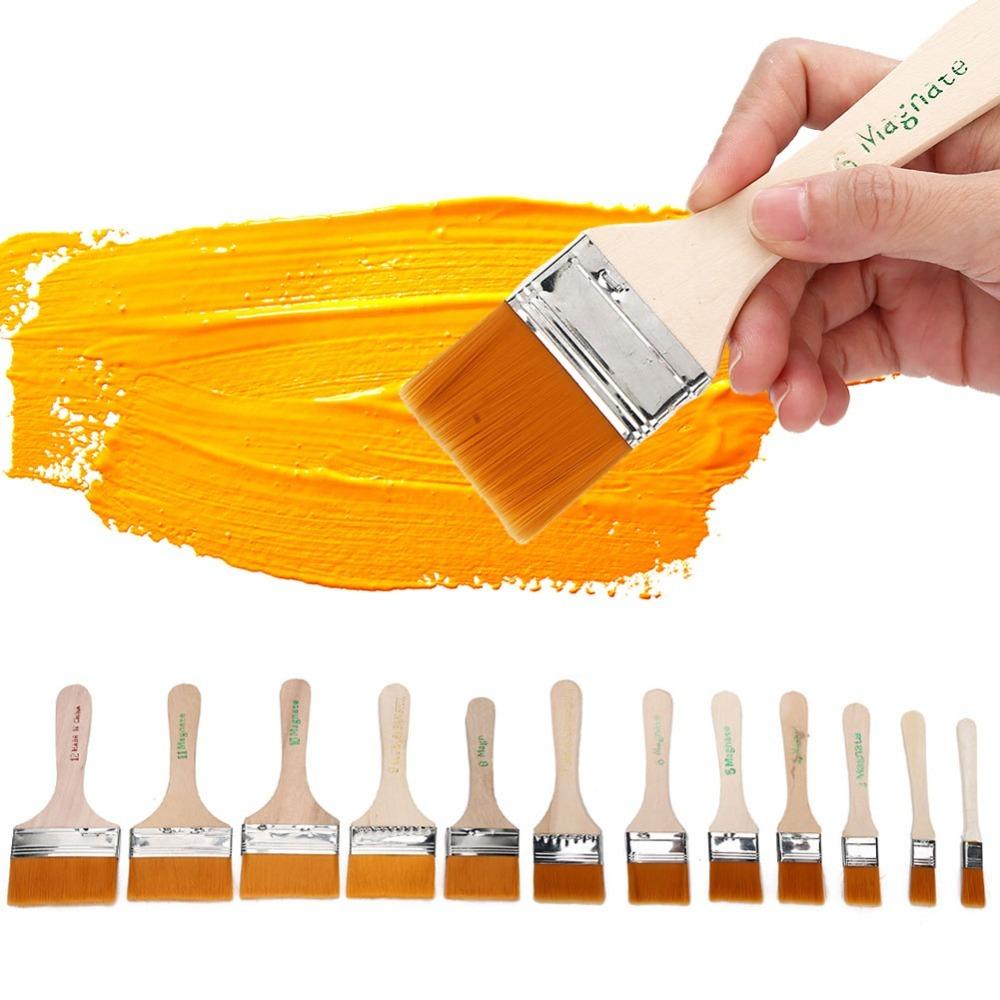 12PCS Nylon Hair Wall Painting Brushes Art Oil Painting Brushes Handcraft color filling