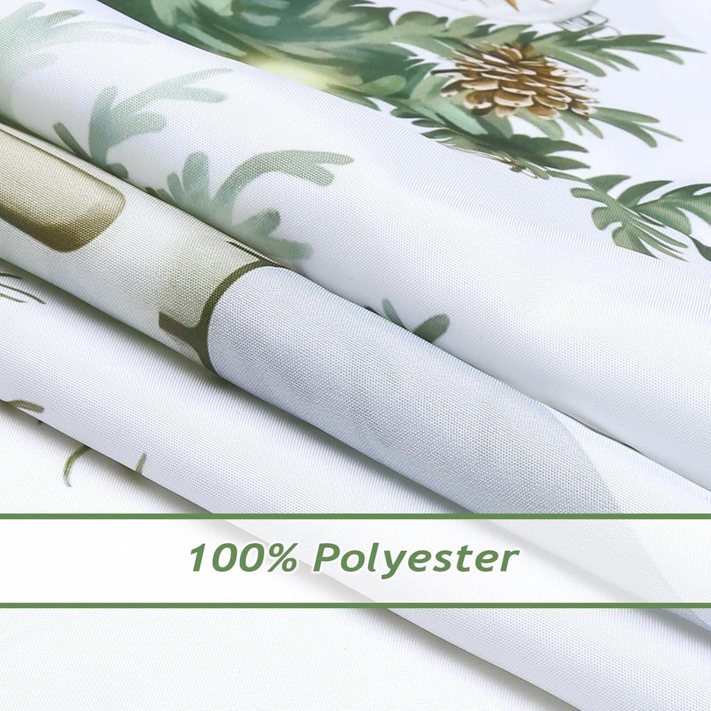 Farmhouse Christmas Shower Curtain, Snowy Xmas Village Cabin Pine Tree Winter Shower Curtain For Bathroom Waterproof Polyester