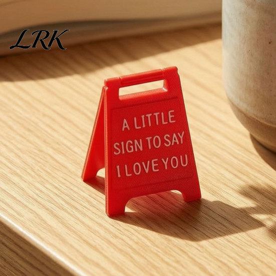 Raised Letter Decoration 3D Printed Love Sign, Romantic I You Desk Decor, Gift Idea Mini Stand for Valentine's Day Wedding, Anniversary Her