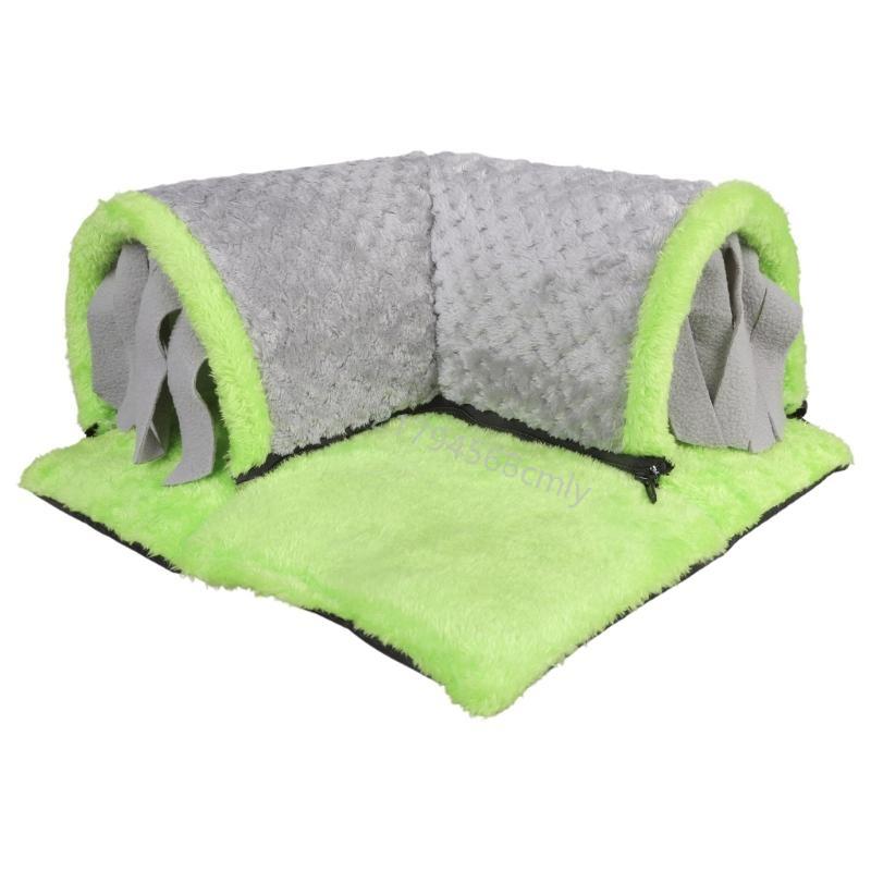 Soft Permeable Plush Pet Bed Small Animal Warm Bed House Cold Weather Cave for Small Pet Like Hamsters 6XDE