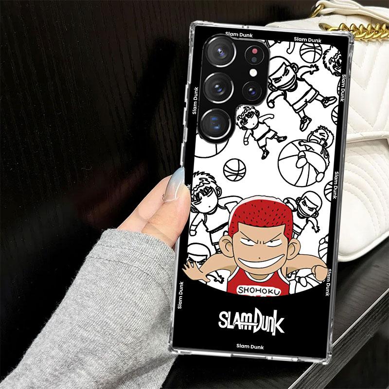 S-SLAM DUNK Cute Case for Samsung Galaxy S25 S24 S23 S22 Ultra Soft Phone Cover S25 Edge S21 Plus S20 FE S10 + Black Cover