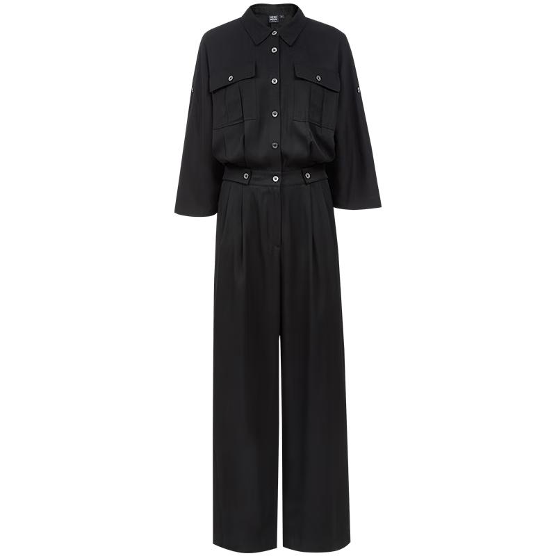 VEROMODA Women's Lapel High-Waist Workwear Jumpsuit