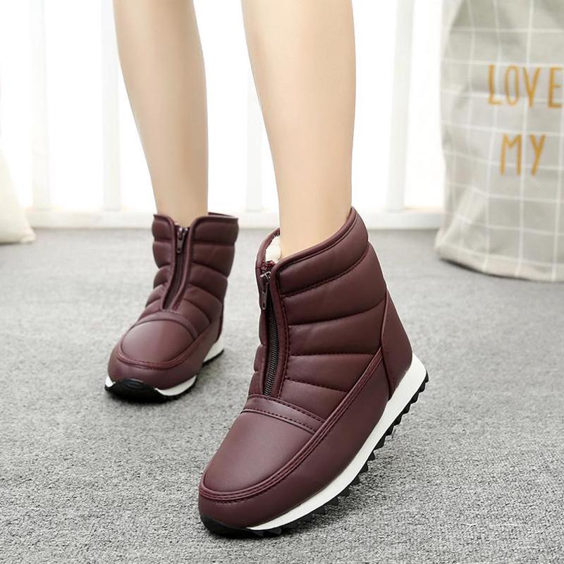 Invierno mujer cálida botas de nieve antideslizantes tobillo zapatos planos  zapatos de madre damas botas casuales comprar a buen precio — entrega  gratuita, reseñas reales con fotos — Joom