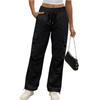 Women's Fashion Solid Color High Waist Drawstring Loose Multi Pocket Strap Casual Pants