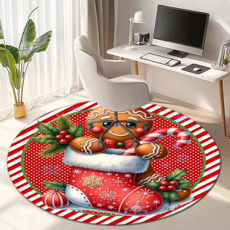 Cute cartoon gingerbread man Christmas gift rug home soft decorative anti-slip yoga table and chair mat carpet outdoor floor mat carpet Y1