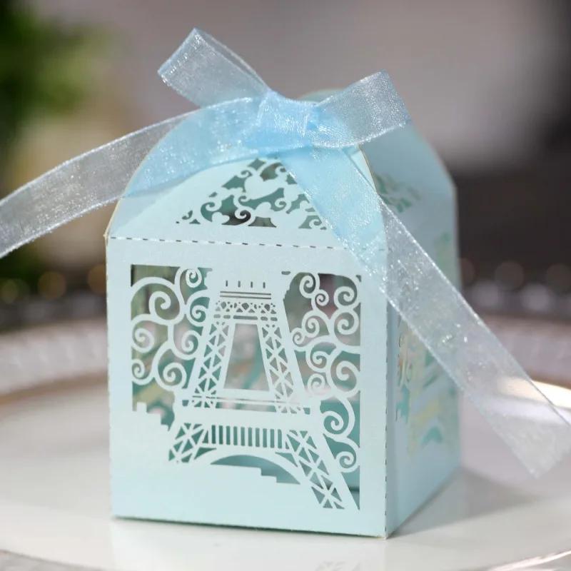 2025 New 50Pcs/Set Creative Hollow Tower Wedding Candy Box Gift Chocolate Candy Box Party Small Gift Packaging Boxes